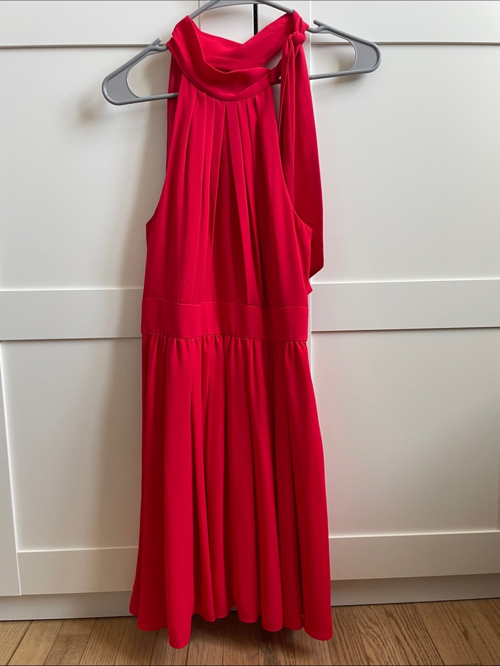 Express Halter Style Red Pleated Cocktail Dress